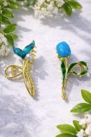 Azure Bloom Floral Hair Claw – Set of 2