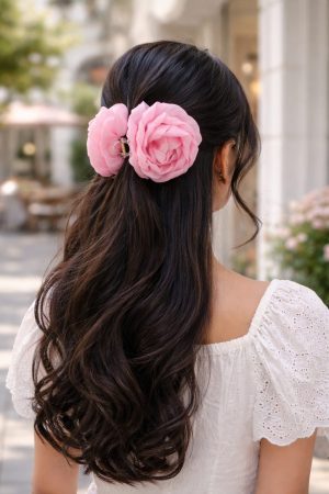 Blush Rose Flower Hair Claw