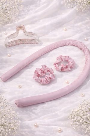 Blush Satin Heatless Hair Curler Set (3-in-1)