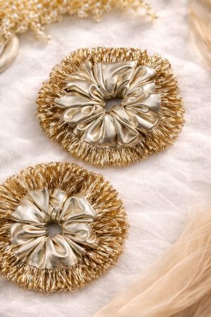 Bridal Glow Golden Gajra Scrunchie