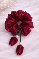 Classic Maroon Rose Scrunchie