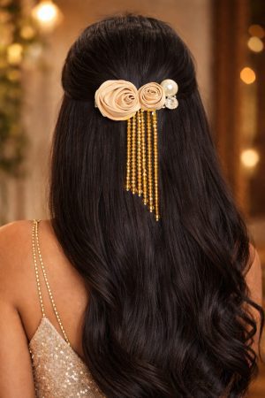 Golden Rose Tassel Hair Clip