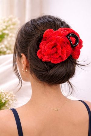 Handmade Crochet Rose Hair Claw