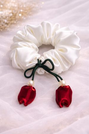 Ivory Rose Pearl Scrunchie
