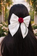 Ivory Rose Satin Bow