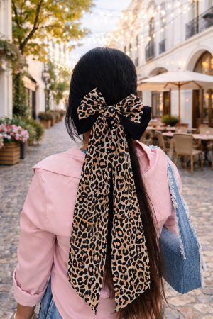 Long Tiger Print Bow – Premium Organza Hair Accessory