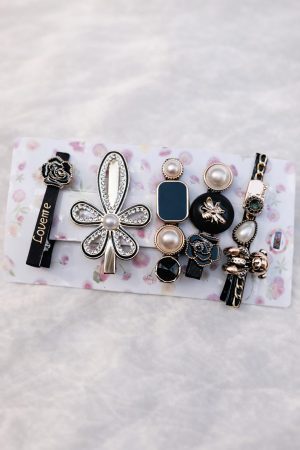 Midnight Pearl Designer Hair Clip Set of 5