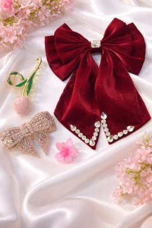Velvet Elegance Bow & Claw Hair Accessory Combo