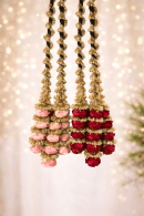 red pink rose golden paranda set